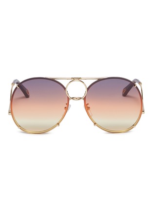 Main View - Click To Enlarge - CHLOÉ - 'Vicky' interchangeable lenses metal aviator sunglasses