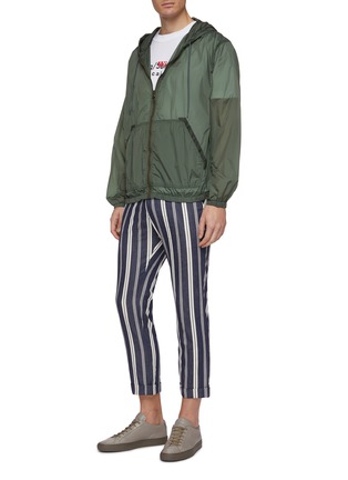 Figure View - Click To Enlarge - RUE DE TOKYO - 'Pano' roll cuff stripe twill cropped pants