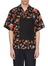 Main View - Click To Enlarge - FFIXXED STUDIOS - Contrast pocket appliqué floral print short sleeve shirt