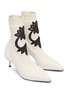 Detail View - Click To Enlarge - ALEXANDER MCQUEEN - Pin heel lace insert knit ankle boots