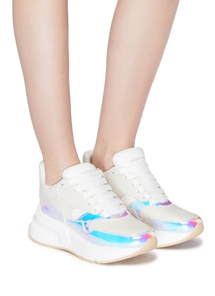 Figure View - Click To Enlarge - ALEXANDER MCQUEEN - 'Oversized Runner' in holographic panel leather