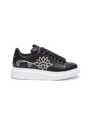 Main View - Click To Enlarge - ALEXANDER MCQUEEN - 'Oversized Sneaker' in leather with perforated floral