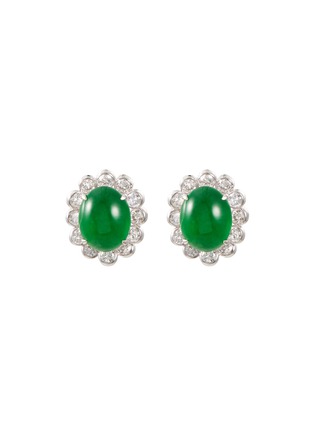 Main View - Click To Enlarge - SAMUEL KUNG - Diamond jade 18k white gold scalloped stud earrings