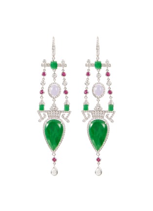 Main View - Click To Enlarge - SAMUEL KUNG - Diamond ruby jade 18k white gold chandelier drop earrings