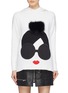 Main View - Click To Enlarge - ALICE & OLIVIA - 'Vernie' fox pompom Stace Face appliqué knit hoodie