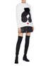Figure View - Click To Enlarge - ALICE & OLIVIA - 'Vernie' fox pompom Stace Face appliqué knit hoodie