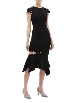 Figure View - Click To Enlarge - ALICE & OLIVIA - 'Ameera' stud cutout flared dress