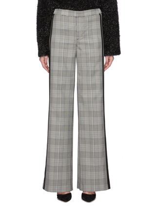 Main View - Click To Enlarge - ALICE & OLIVIA - 'Paulette' stripe outseam houndstooth wide leg tuxedo pants