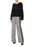 Figure View - Click To Enlarge - ALICE & OLIVIA - 'Paulette' stripe outseam houndstooth wide leg tuxedo pants
