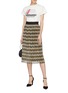 Figure View - Click To Enlarge - ALICE & OLIVIA - 'Mikaela' plissé pleated metallic chevron stripe skirt