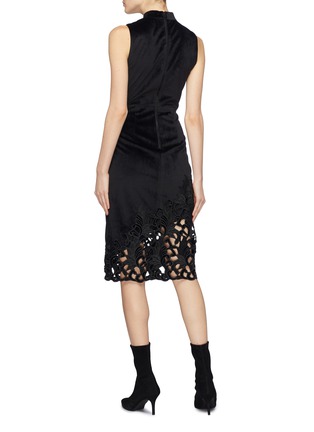Back View - Click To Enlarge - ALICE & OLIVIA - 'Kiana' lace trim velvet midi dress