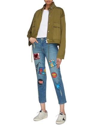 Figure View - Click To Enlarge - ALICE & OLIVIA - x Keith Haring 'Byron' sequin graphic appliqué distressed jeans