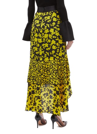Back View - Click To Enlarge - ALICE & OLIVIA - 'Sueann' daffodil print tiered ruffle high-low midi skirt