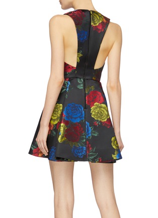Back View - Click To Enlarge - ALICE & OLIVIA - 'Tanner' floral jacquard pleated sleeveless dress