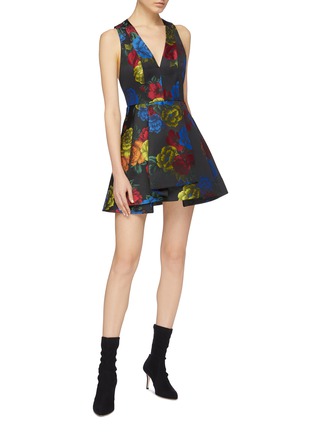 Figure View - Click To Enlarge - ALICE & OLIVIA - 'Tanner' floral jacquard pleated sleeveless dress
