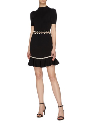 Figure View - Click To Enlarge - ALICE & OLIVIA - 'Evelyn' faux pearl piercing cutout dress