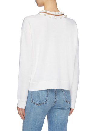 Back View - Click To Enlarge - ALICE & OLIVIA - 'Gleeson' faux pearl piercing cutout neck wool sweater