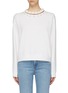 Main View - Click To Enlarge - ALICE & OLIVIA - 'Gleeson' faux pearl piercing cutout neck wool sweater