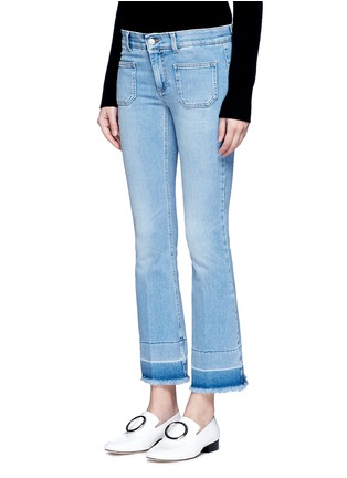 Front View - Click To Enlarge - STELLA MCCARTNEY - Frayed cuff kick flare denim pants
