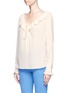 Front View - Click To Enlarge - STELLA MCCARTNEY - Drawstring neck silk crepe de Chine blouse