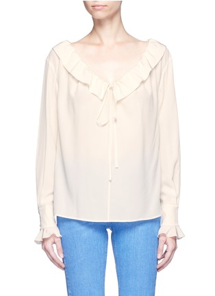 Main View - Click To Enlarge - STELLA MCCARTNEY - Drawstring neck silk crepe de Chine blouse