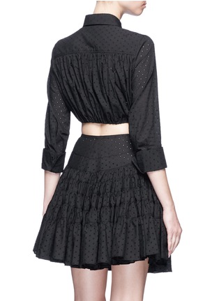 Back View - Click To Enlarge - ALAÏA - Voile Pastilles' broderie anglaise cropped drawstring shirt