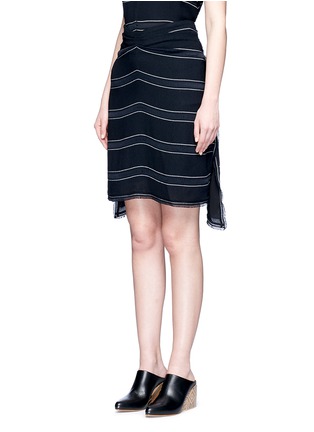 Front View - Click To Enlarge - PROENZA SCHOULER - Pinstripe high-low hem gathered skirt