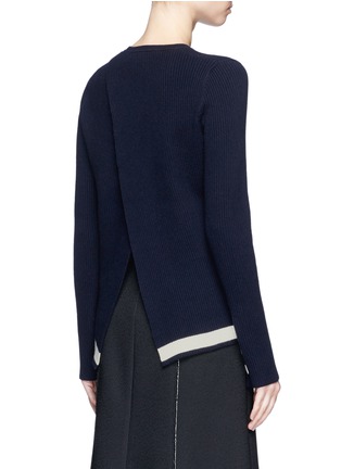 Back View - Click To Enlarge - VICTORIA, VICTORIA BECKHAM - Split back wool blend rib knit sweater