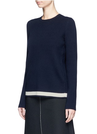 Front View - Click To Enlarge - VICTORIA, VICTORIA BECKHAM - Split back wool blend rib knit sweater