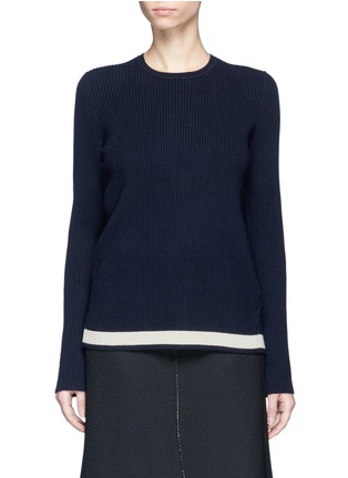 Main View - Click To Enlarge - VICTORIA, VICTORIA BECKHAM - Split back wool blend rib knit sweater
