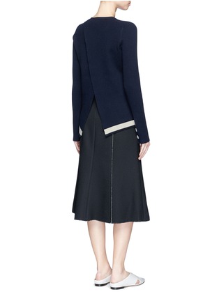 Figure View - Click To Enlarge - VICTORIA, VICTORIA BECKHAM - Split back wool blend rib knit sweater