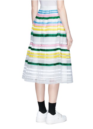 Back View - Click To Enlarge - MUVEIL - Ribbon stripe chiffon pleat skirt