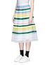 Front View - Click To Enlarge - MUVEIL - Ribbon stripe chiffon pleat skirt