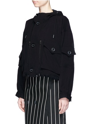 Front View - Click To Enlarge - ACNE STUDIOS - 'Loki' hooded cropped twill jacket
