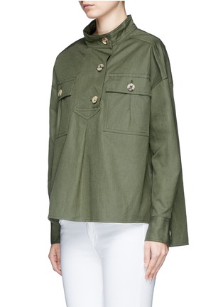 Front View - Click To Enlarge - ISABEL MARANT ÉTOILE - 'Ipa' oversized pocket cotton-linen gabardine blouse