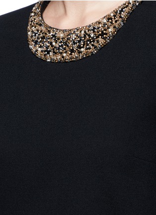 Detail View - Click To Enlarge - LANVIN - Jewelled neck wool crepe top
