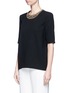 Front View - Click To Enlarge - LANVIN - Jewelled neck wool crepe top