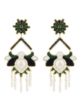Main View - Click To Enlarge - MERCEDES SALAZAR - Faux pearl fringe threaded abstract drop clip earrings