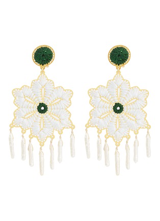 Main View - Click To Enlarge - MERCEDES SALAZAR - 'Snowflake' faux pearl fringe threaded drop clip earrings