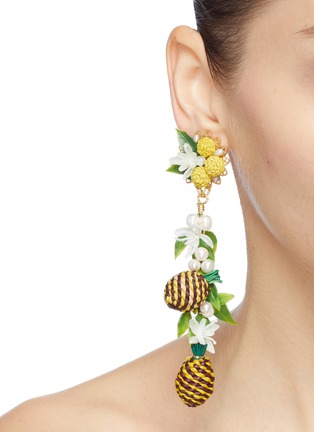 Figure View - Click To Enlarge - MERCEDES SALAZAR - 'Pineapple' drop clip earrings