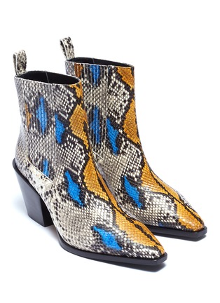 Detail View - Click To Enlarge - AEYDE - 'Kate' snake embossed leather Chelsea boots