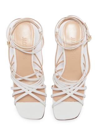 Detail View - Click To Enlarge - JACQUEMUS - 'Pisa' sculptural heel strappy leather sandals