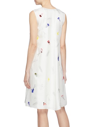 Back View - Click To Enlarge - THEORY - Graphic embellished silk sleeveless dress