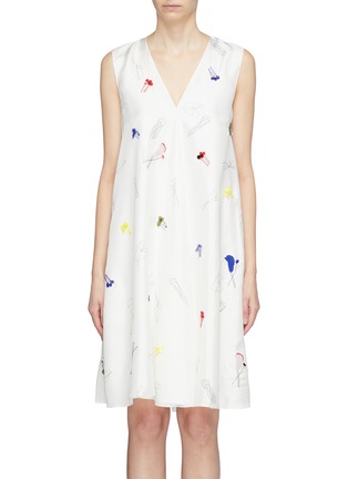 Main View - Click To Enlarge - THEORY - Graphic embellished silk sleeveless dress