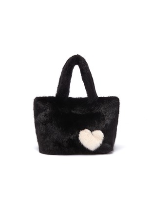 Main View - Click To Enlarge - ISLA - Heart mink fur kids tote