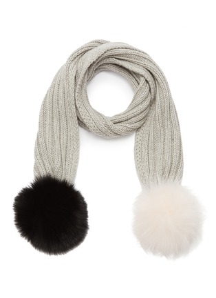 Main View - Click To Enlarge - ISLA - Fox fur pompom knit kids scarf