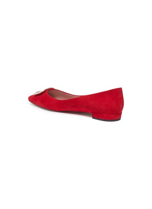 Detail View - Click To Enlarge - PEDDER RED - 'Janice' strass brooch suede skimmer flats