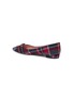 Detail View - Click To Enlarge - PEDDER RED - 'Janice' strass brooch tartan plaid skimmer flats