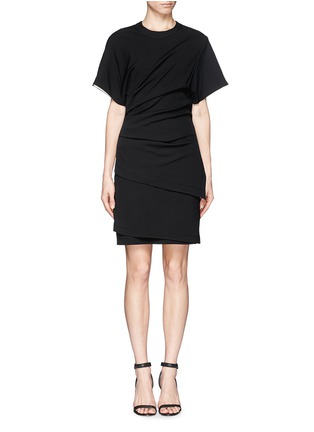 Main View - Click To Enlarge - HELMUT LANG - Asymmetric sleeve ruche dress