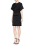 Figure View - Click To Enlarge - HELMUT LANG - Asymmetric sleeve ruche dress
